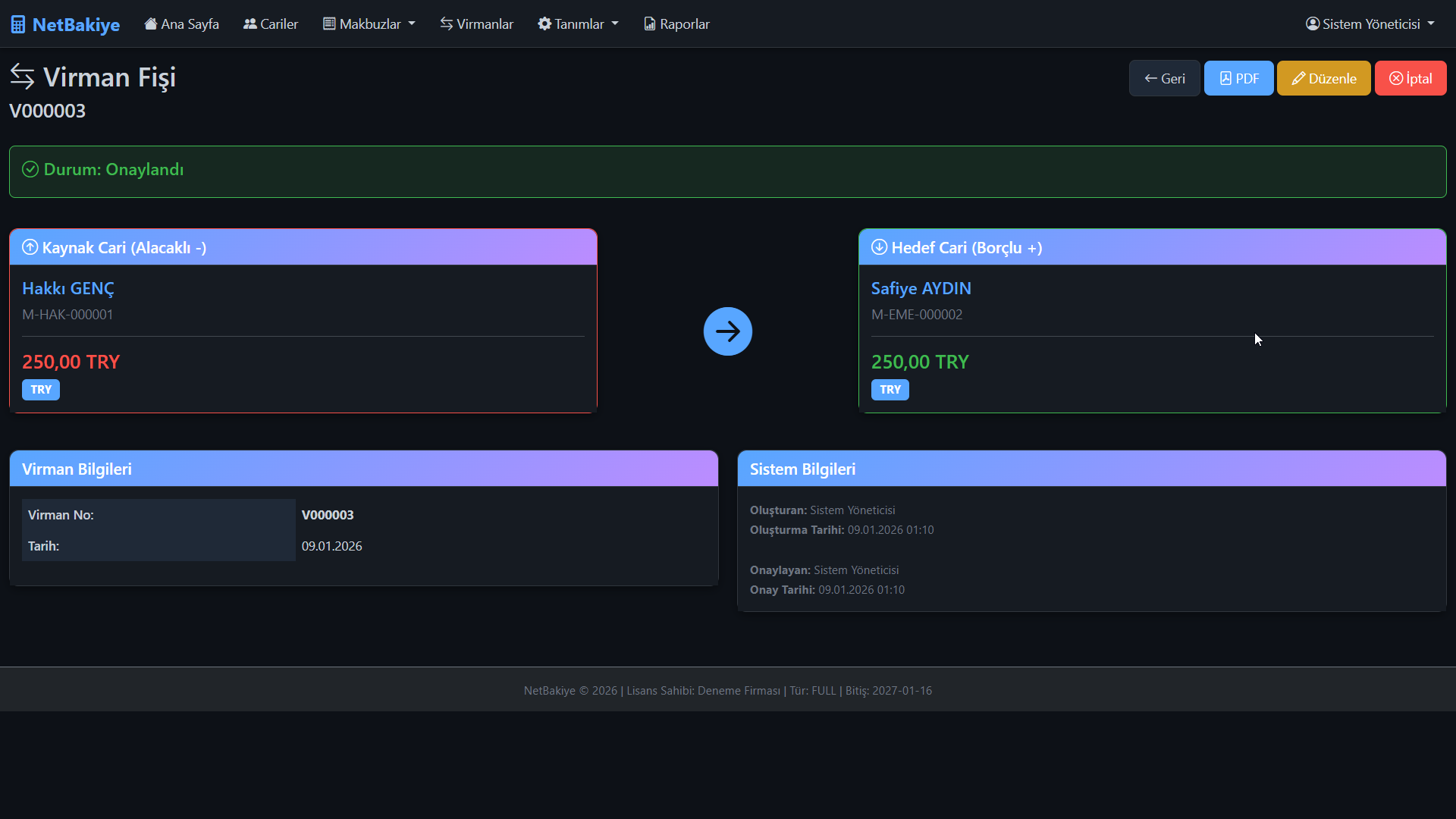 Alacak Takip Programı Bakiye Transferi
