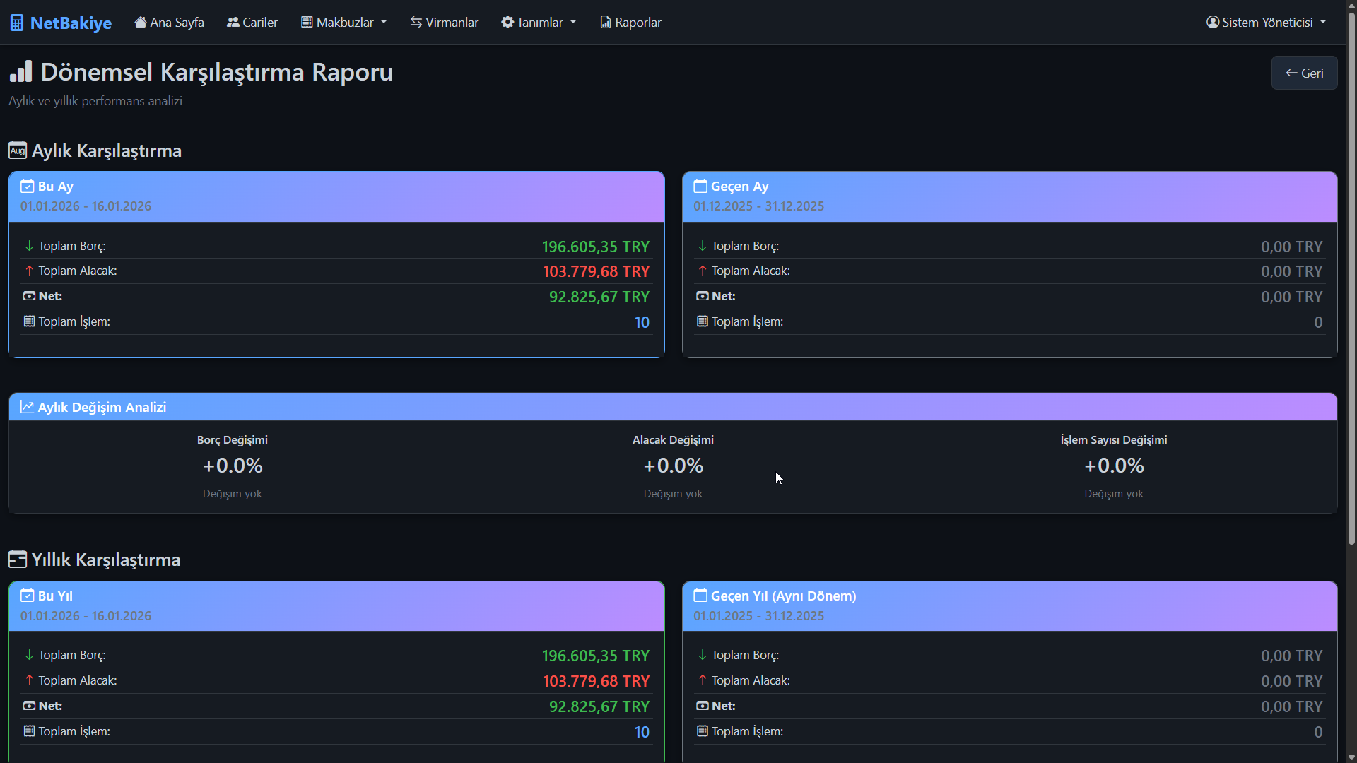 Profesyonel Cari Hesap Yazılımı Raporları